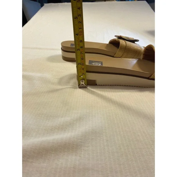 Dolce Vita Raffia Buckle Slide Sandals Neutral Platform Chic 10m - Picture 5 of 6